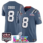 Men's New England Patriots #8 Stefon Diggs Storm Blue 2025 F.U.S.E. Super Bowl LX & USA 250' Patch 'Rivalries' Vapor Limited Stitched Jersey,baseball caps,new era cap wholesale,wholesale hats
