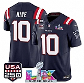 Men's New England Patriots #10 Drake Maye Navy 2025 F.U.S.E. 1-Star C Patch And Super Bowl LX Patch & USA 250' Patch Vapor Limited Stitched Jersey,baseball caps,new era cap wholesale,wholesale hats