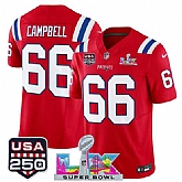 Men's New England Patriots #66 Will Campbell Red 2025 F.U.S.E. Super Bowl LX Patch And USA 250' Patch Vapor Limited Stitched Jersey,baseball caps,new era cap wholesale,wholesale hats