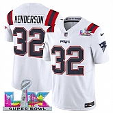 Men's New England Patriots #32 TreVeyon Henderson White 2025 F.U.S.E. Super Bowl LX Patch Vapor Limited Stitched Jersey,baseball caps,new era cap wholesale,wholesale hats