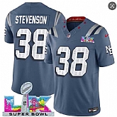Men's New England Patriots #38 Rhamondre Stevenson Storm Blue 2025 F.U.S.E. Super Bowl LX Patch 'Rivalries' Vapor Limited Stitched Jersey,baseball caps,new era cap wholesale,wholesale hats