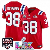 Men's New England Patriots #38 Rhamondre Stevenson Red 2025 F.U.S.E. Super Bowl LX Patch And USA 250' Patch Vapor Limited Stitched Jersey,baseball caps,new era cap wholesale,wholesale hats