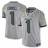 Men's Seattle Seahawks #1 Pete Carroll Gray 2025 F.U.S.E. 'Rivalries' Vapor Untouchable Limited Stitched Jersey Dzhi,baseball caps,new era cap wholesale,wholesale hats