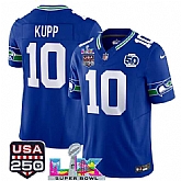 Men's Seattle Seahawks #10 Cooper Kupp Royal 2025 F.U.S.E. Super Bowl LX Patch And 50th Season Patch Vapor Throwback Limited Stitched Jersey,baseball caps,new era cap wholesale,wholesale hats