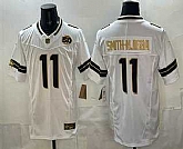 Men's Seattle Seahawks #11 Jaxon Smith-Njigba White Gold 2025 FUSE 50th Season Patch Limited Stitched Jersey Dzhi,baseball caps,new era cap wholesale,wholesale hats