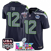 Men's Seattle Seahawks #12 Fan Navy 2025 F.U.S.E. Super Bowl LX Patch And 50th Season Patch Vapor Limited Football Stitched Jersey,baseball caps,new era cap wholesale,wholesale hats