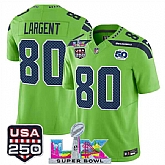 Men's Seattle Seahawks #80 Steve Largent Green 2025 F.U.S.E. Super Bowl LX Patch And 50th Season & USA 250' Patch Vapor Limited Stitched Jersey,baseball caps,new era cap wholesale,wholesale hats