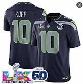 Men's Seattle Seahawks #10 Cooper Kupp Navy 2025 F.U.S.E. Super Bowl LX Patch And 50th Season Patch Vapor Limited Stitched Jersey,baseball caps,new era cap wholesale,wholesale hats