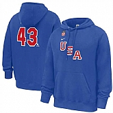 Men's US Hockey #43 Quinn Hughes Royal 2026 Name & Number Hoodie,baseball caps,new era cap wholesale,wholesale hats