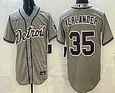 Men's Detroit Tigers #35 Justin Verlander Grey Cool Base Jersey,baseball caps,new era cap wholesale,wholesale hats