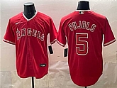 Men's Los Angeles Angels #5 Albert Pujols Red Stitched Jersey,baseball caps,new era cap wholesale,wholesale hats