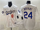 Men's Los Angeles Dodgers Front #8 Back #24 Kobe Bryant White Gold With 2025 World Series Champions Patch Stitched Jersey,baseball caps,new era cap wholesale,wholesale hats