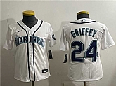 Youth Seattle Mariners #24 Ken Griffey Jr. White Cool Base Stitched Jersey,baseball caps,new era cap wholesale,wholesale hats