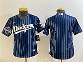 Youth Los Angeles Dodgers Blank Navy Pinstripe 2025 World Series Champions Patch Cool Base Stitched Jersey,baseball caps,new era cap wholesale,wholesale hats