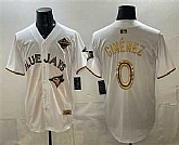 Men's Toronto Blue Jays #0 Andres Gimenez White Gold 2025 American League Champions Limited Jersey,baseball caps,new era cap wholesale,wholesale hats