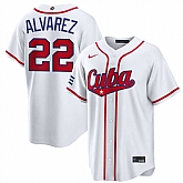 Men's Cuba Baseball #22 Frank Alvarez White 2026 World Baseball Classic Home Stadium Stitched Jersey,baseball caps,new era cap wholesale,wholesale hats