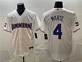 Men's Dominican Republic Baseball #4 Ketel Marte White 2026 World Baseball Classic Home Stadium Stitched Jerseys,baseball caps,new era cap wholesale,wholesale hats