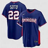 Men's Dominican Republic Baseball #22 Juan Soto Navy 2026 World Baseball Classic Road Stadium Stitched Jersey,baseball caps,new era cap wholesale,wholesale hats