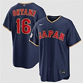 Men's Japan Baseball #16 Shohei Ohtani Navy 2026 World Baseball Classic Road Stadium Stitched Jersey,baseball caps,new era cap wholesale,wholesale hats