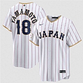 Men's Japan Baseball #18 Yoshinobu Yamamoto White 2026 World Baseball Classic Home Stadium Stitched Jersey,baseball caps,new era cap wholesale,wholesale hats
