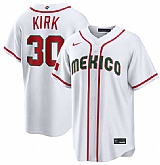 Men's Mexico Baseball #30 Alejandro Kirk White 2026 World Baseball Classic Home Stadium Stitched Jersey,baseball caps,new era cap wholesale,wholesale hats