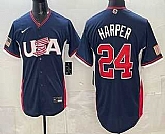 Men's USA #24 Bryce Harper Navy 2026 World Baseball Classic Cool Base Jersey,baseball caps,new era cap wholesale,wholesale hats