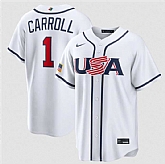 Men's USA Baseball #1 Corbin Carroll White 2026 World Baseball Classic Home Stadium Stitched Jersey,baseball caps,new era cap wholesale,wholesale hats