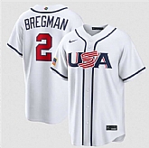 Men's USA Baseball #2 Alex Bregman White 2026 World Baseball Classic Home Stadium Stitched Jersey,baseball caps,new era cap wholesale,wholesale hats