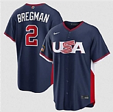 Men's USA Baseball #2 Alex Bregman Navy 2026 World Baseball Classic Road Stadium Stitched Jersey,baseball caps,new era cap wholesale,wholesale hats