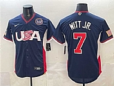 Men's USA Baseball #7 Bobby Witt Jr. Navy 2026 World Baseball Classic United States 250th Anniversary Patch Road Stadium Stitched Jersey,baseball caps,new era cap wholesale,wholesale hats