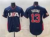 Men's USA Baseball #13 Brice Turang Navy 2026 World Baseball Classic Road Stadium Stitched Jersey,baseball caps,new era cap wholesale,wholesale hats