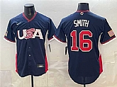 Men's USA Baseball #16 Will Smith Navy 2026 World Baseball Classic Road Stadium Stitched Jersey,baseball caps,new era cap wholesale,wholesale hats