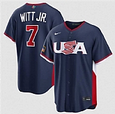 Men's USA Baseball #7 Bobby Witt Jr. Navy 2026 World Baseball Classic Road Stadium Stitched Jersey,baseball caps,new era cap wholesale,wholesale hats