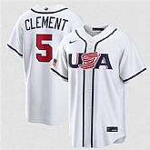 Men's USA Baseball #5 Ernie Clement White 2026 World Baseball Classic Home Stadium Stitched Jersey,baseball caps,new era cap wholesale,wholesale hats