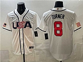 Men's USA Baseball #8 Trea Turner White 2026 World Baseball Classic Home Stadium Stitched Jersey,baseball caps,new era cap wholesale,wholesale hats