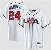 Men's USA Baseball #24 Bryce Harper White 2026 World Baseball Classic Home Stadium Stitched Jersey,baseball caps,new era cap wholesale,wholesale hats