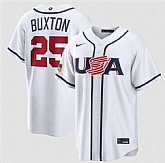 Men's USA Baseball #25 Byron Buxton White 2026 World Baseball Classic Home Stadium Stitched Jersey,baseball caps,new era cap wholesale,wholesale hats