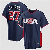 Men's USA Baseball #27 Tarik Skubal Navy 2026 World Baseball Classic Road Stadium Stitched Jersey,baseball caps,new era cap wholesale,wholesale hats