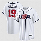 Men's USA Baseball #19 Mason Miller White 2026 World Baseball Classic Home Stadium Stitched Jersey,baseball caps,new era cap wholesale,wholesale hats