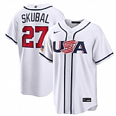 Men's USA Baseball #27 Tarik Skubal White 2026 World Baseball Classic Home Stadium Stitched Jersey,baseball caps,new era cap wholesale,wholesale hats