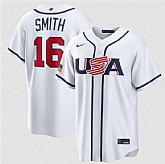 Men's USA Baseball #16 Will Smith White 2026 World Baseball Classic Home Stadium Stitched Jersey,baseball caps,new era cap wholesale,wholesale hats