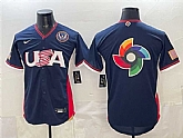 Men's USA Baseball Team Big Logo Navy 2026 World Baseball Classic United States 250th Anniversary Patch Road Stadium Stitched Jersey,baseball caps,new era cap wholesale,wholesale hats