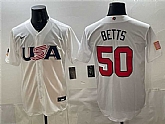 Men's USA Baseball #50 Mookie Betts White World Baseball Classic Stitched Jersey,baseball caps,new era cap wholesale,wholesale hats