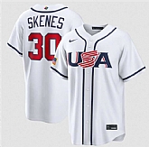 Men's USA Baseball #30 Paul Skenes White 2026 World Baseball Classic Home Stadium Stitched Jersey,baseball caps,new era cap wholesale,wholesale hats
