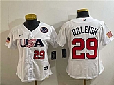 Women's USA Baseball #29 Cal Raleigh White 2026 World Baseball Classic United States 250th Anniversary Patch Stadium Stitched Baseball Jersey(Run Small),baseball caps,new era cap wholesale,wholesale hats