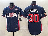 Men's USA Baseball #30 Paul Skenes Navy 2026 World Baseball Classic United States 250th Anniversary Patch Road Stadium Stitched Jersey,baseball caps,new era cap wholesale,wholesale hats