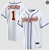 Men's Venezuela Baseball #1 Jackson Chourio White 2026 World Baseball Classic Home Stadium Stitched Jersey,baseball caps,new era cap wholesale,wholesale hats