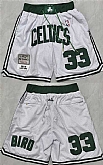 Boston Celtics #33 Larry Bird White Shorts (Run Small),baseball caps,new era cap wholesale,wholesale hats