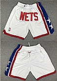 Brooklyn Nets Retro White Shorts (Run Small),baseball caps,new era cap wholesale,wholesale hats