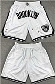 Brooklyn Nets White Shorts (Run Small),baseball caps,new era cap wholesale,wholesale hats